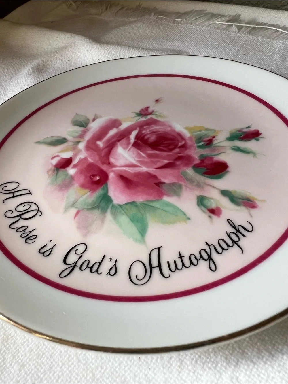 Pink Rose Collector Plate - 'A Rose is God's Autograph'
